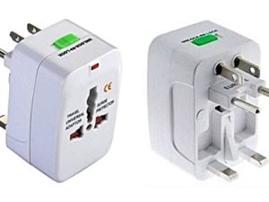 Universal travel adapter for worldwide wall plug format conversion