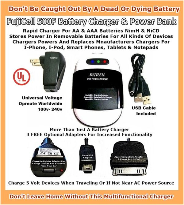 USB  AC Battery Charger AA/AAA  With External Power Backup - Image 6